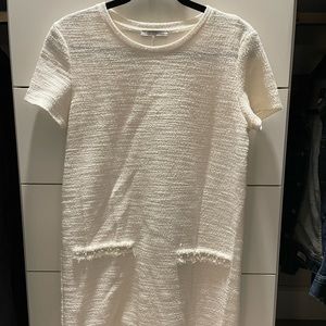 Zara Crème Tunic Dress with Fringe and Pearl Detail Size S